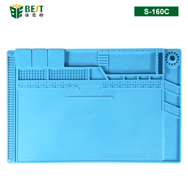 BST-S-160C 耐高溫硅膠墊 工作臺墊 帶磁性收納區(qū) 螺絲記憶定位區(qū) 零件收納盒 CPU卡槽 隔熱墊